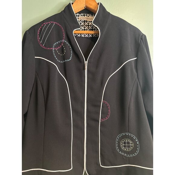 Canvasbacks Women’s 14 Black Vintage Blazer Y2K Embroidered Designs Made in USA - Picture 2 of 8